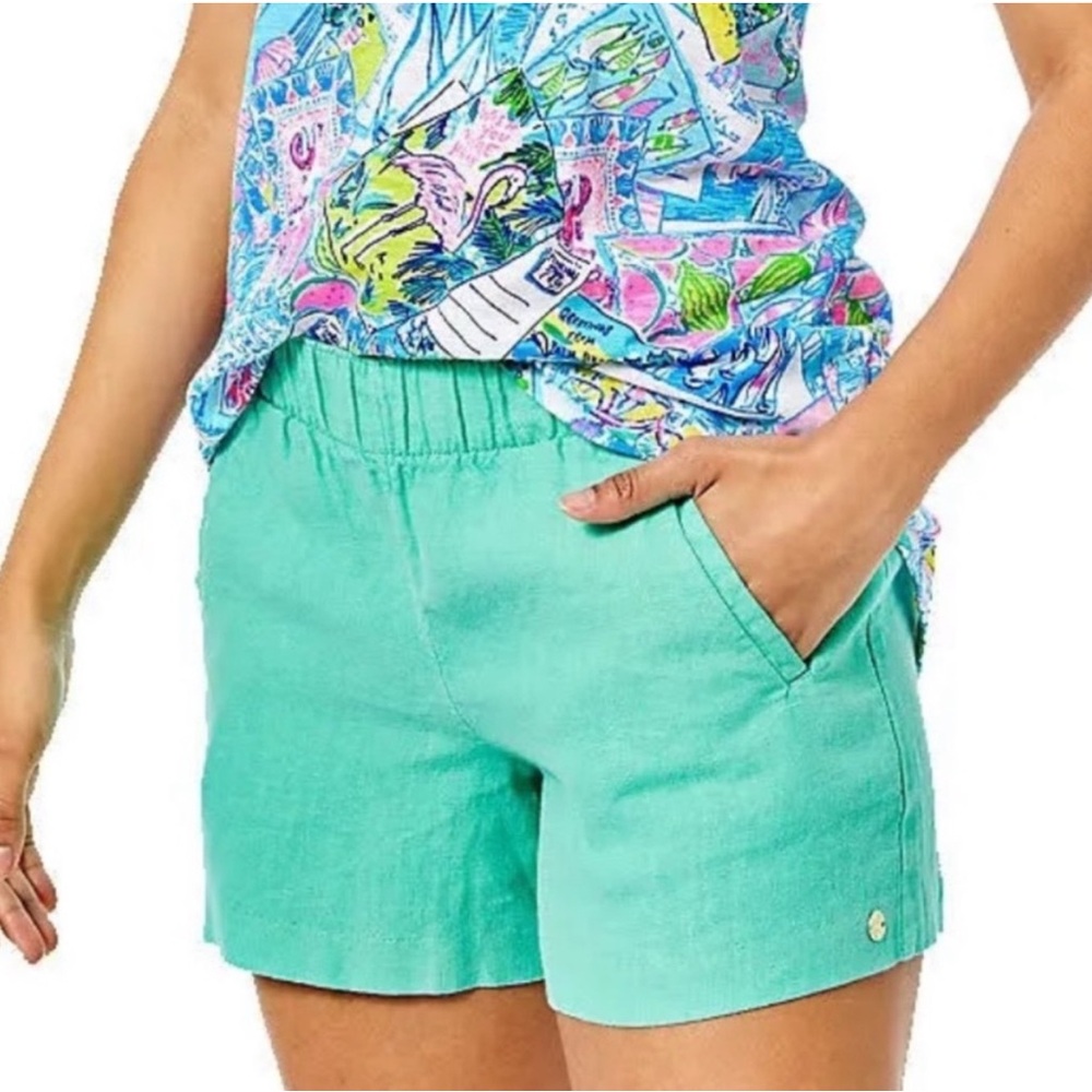 Lilly Pulitzer Lilo Linen Shorts in Gustavia Green Size: XXS